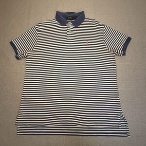 Polo By Ralph Lauren Men's Large Blue White Stripe Polo Shirt